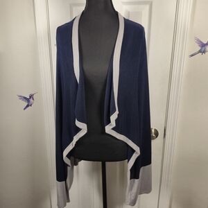 Covington Navy & Grey Waterfall Drape Cardigan Size L